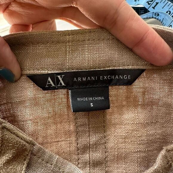 A/X ARMANI EXCHANGE Womens Linen Cotton Khaki Front Zip Jacket Size small - Picture 7 of 9